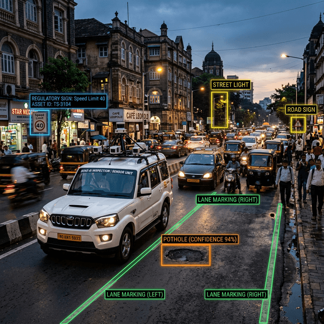 AI road asset inventory on Indian highway
